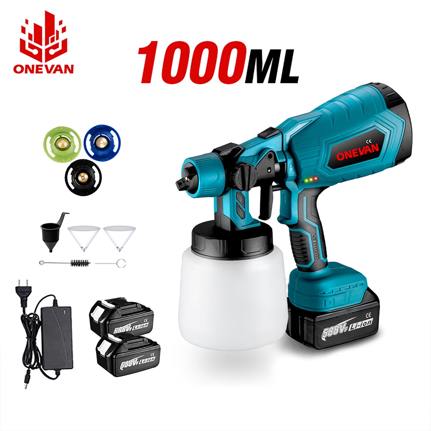 ONEVAN Paint Sprayer, Cordless HVLP Paint Sprayer for House Painting