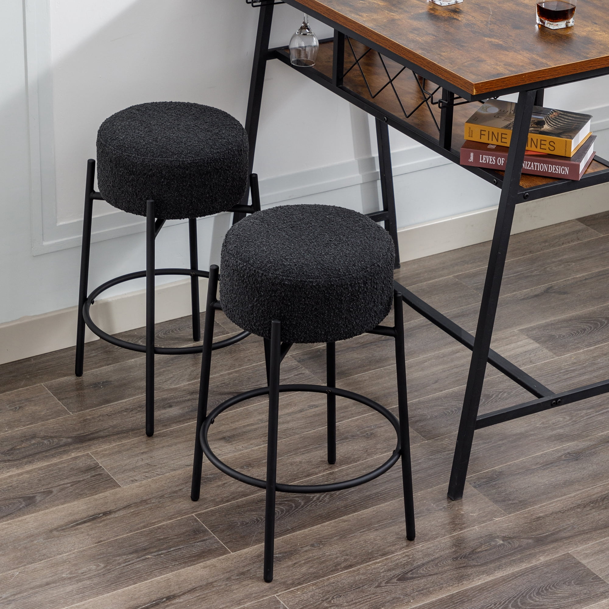 ONEVOG 26.7'' Swivel Boucle Counter Bar Stools Set of 2, Backless ...