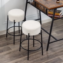 ONEVOG 26.7'' Swivel Boucle Counter Bar Stools Set of 2, Backless Counter Height Round Bar Stools with Metal Legs for Kitchen Island, White