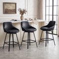 thumbnail image 1 of ONEVOG 25.6" Swivel Counter Stools Set of 3,Pu Leather Upholstered Bar Stools with Full Back,Modern Counter Height Bar Stools with Black Metal Legs for Kitchen Island,Black, 1 of 12