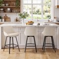 thumbnail image 1 of ONEVOG 25.6" Swivel Counter Stools Set of 3,Linen Upholstered Bar Stools with Full Back,Modern Counter Height Bar Stools with Black Metal Legs for Kitchen Island,Beige, 1 of 11