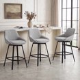 thumbnail image 1 of ONEVOG 25.6" Swivel Counter Stools Set of 3,Linen Upholstered Bar Stools with Full Back,Modern Counter Height Bar Stools with Black Metal Legs for Kitchen Island,Gray, 1 of 11