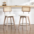 thumbnail image 1 of ONEVOG 26.2" Swivel Counter Stools Set of 2,Faux Leather Upholstered with Breathable Cane Back, Farmhouse Counter Height Chairs for Kitchen Island,Beige, 1 of 8