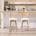 thumbnail image 1 of ONEVOG 26.2" Swivel Counter Stools Set of 2, Soft Boucle Upholstered with Breathable Cane Back, Farmhouse Counter Height Chairs for Kitchen Island,White, 1 of 10