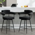 thumbnail image 1 of ONEVOG 26.7'' Swivel Counter Height Stools Set of 2, Modern Barrel Bar Stools with Backs & Arm Rest, Upholstered Sherpa Counter Chairs for Kitchen Island, Black, 1 of 9