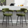 thumbnail image 1 of ONEVOG 26.7'' Swivel Counter Height Stools Set of 2, Modern Barrel Bar Stools with Backs & Arm Rest, Upholstered Sherpa Counter Chairs for Kitchen Island, Green, 1 of 9