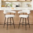 thumbnail image 1 of ONEVOG 26.7'' Swivel Counter Height Stools Set of 2, Modern Barrel Bar Stools with Backs & Arm Rest, Upholstered Sherpa Counter Chairs for Kitchen Island, White, 1 of 9