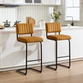 thumbnail image 1 of ONEVOG 30''H Bar Height Stools Set of 2, Morden Bar stools with Velvet and Black Metal Legs, Upholstered Bar Stool for Kitchen Island, Cognac, 1 of 7