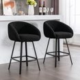 thumbnail image 1 of ONEVOG 360° Swivel Sherpa Upholstered Counter Height Bar Stools Set of 2, Modern Bar Stools with Black Legs, Black, 1 of 9