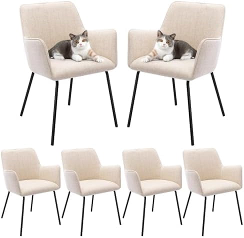ONEVOG Beige Dining Chairs Set of 6, Kitchen Dining Room Chair with ...