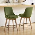 thumbnail image 1 of ONEVOG Mid-Century Modern Swivel Bar Stools Set of 2, 26" Counter Height Velvet Upholstered Bar Chairs with Solid Wood Legs & Metal Footrest, Green, 1 of 11