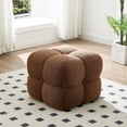 thumbnail image 1 of ONEVOG Square Boucle Pouf Ottoman, Modern Upholstered Tufted Foot Stool Coffee Table, Extra Seating for Living room Bedroom, Brown, 1 of 9