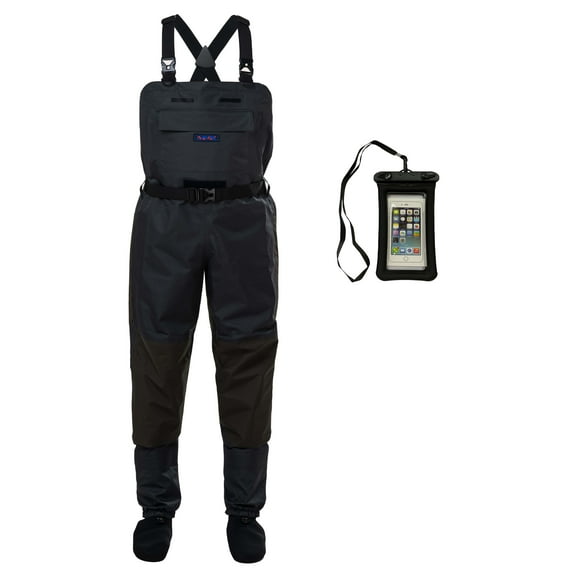 ONEWES 4-Layer Waterproof Breathable Fly Fishing Waders with Neoprene Stockingfoot Mens Durable Chest Wader-XL
