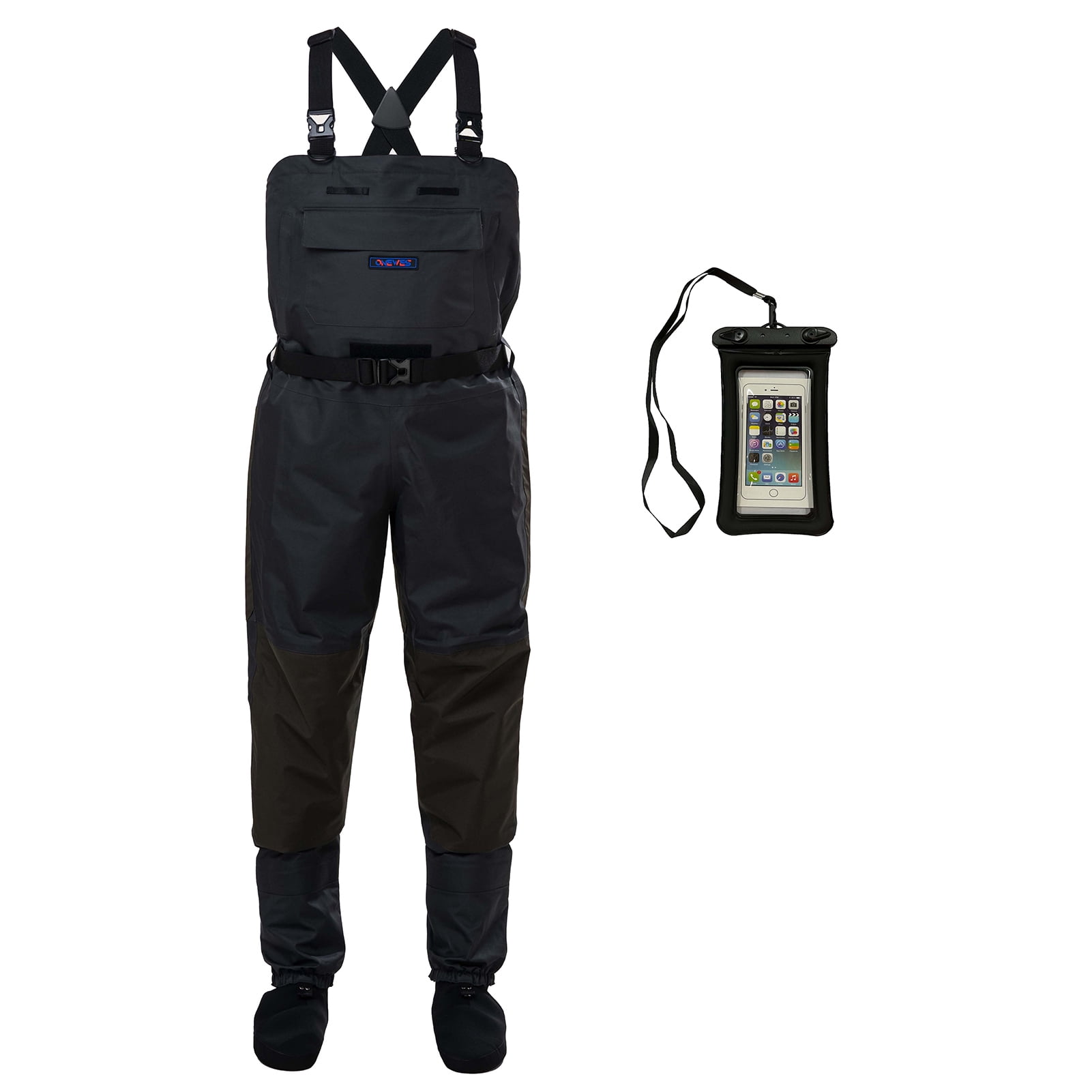 Onewes 4-Layer Waterproof Breathable Fly Fishing Waders with Neoprene Stockingfoot Mens Durable Chest Wader-3XL, Men's, Gray