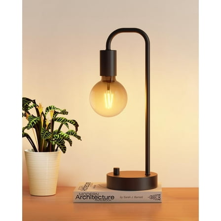 ONEWISH 15.75" Industrial Table Lamp Fully Dimmable Bedside Lamp with 2700K Bulb Nightstand Lamps for  Bedroom Dorm Office