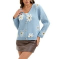 thumbnail image 1 of ATHLECHIC Floral V Neck Cardigans for Women Button Down Open Front Long Sleeve Knit Sweater Outerwear S Blue, 1 of 5