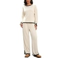 thumbnail image 1 of ATHLECHIC Women's Lounge Matching Sets 2 Piece Outfits Casual Long Sleeve Sweater Top Wide Leg Pants M Apricot, 1 of 4