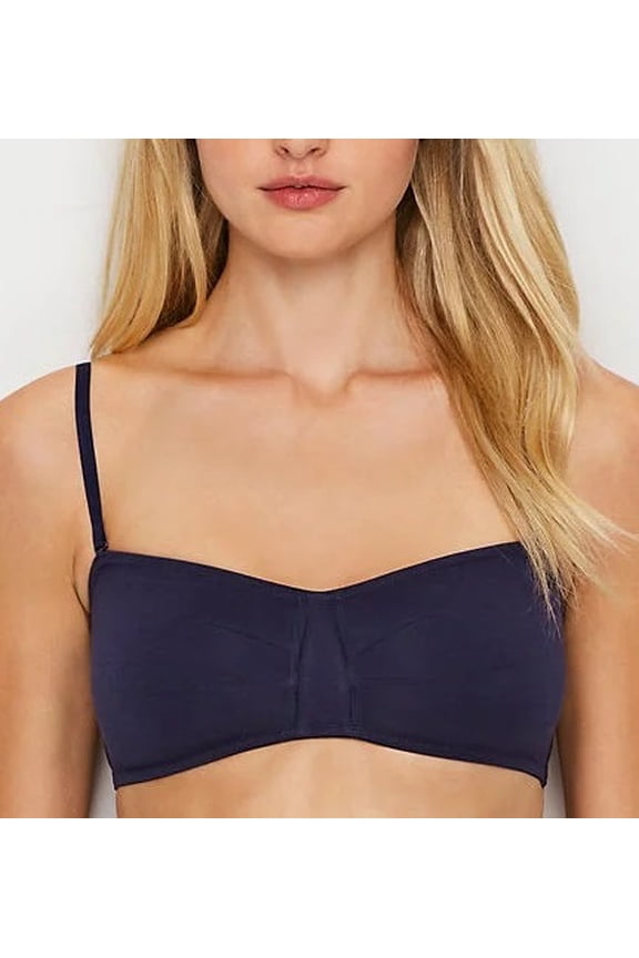Navy Cabana Cotton Bandeau Bra, US Large, NWOT