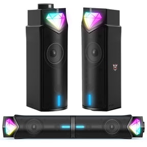 ONIKUMA PC Speakers with RGB Lighting, Bluetooth 5.0 Computer Speakers, USB Powered Desktop Gaming Speakers for PC Laptop, Wired Speakers with Stereo Sound