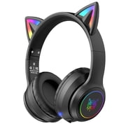 ONIKUMA Cat Ear Wireless Bluetooth Headphones, 55H Playtime, Foldable, LED Light, over Ear, Compatible with iPhone iPad Laptop PC
