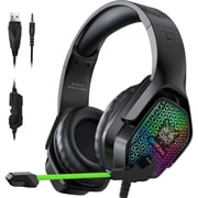 ONIKUMA Gaming Headset PS4 Headset Xbox One Headset, PC Headset with LED Lights,Compatible with Xbox One ControllerAdapter Not Included, PS4, PS5,PC.