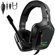 ONIKUMA Gaming Headset for PS4, PC, Xbox One Controller, Noise Cancelling Over Ear Headphones with Mic Bass Surround, Soft Memory Earmuffs for PC Mac Nintendo Switch Games