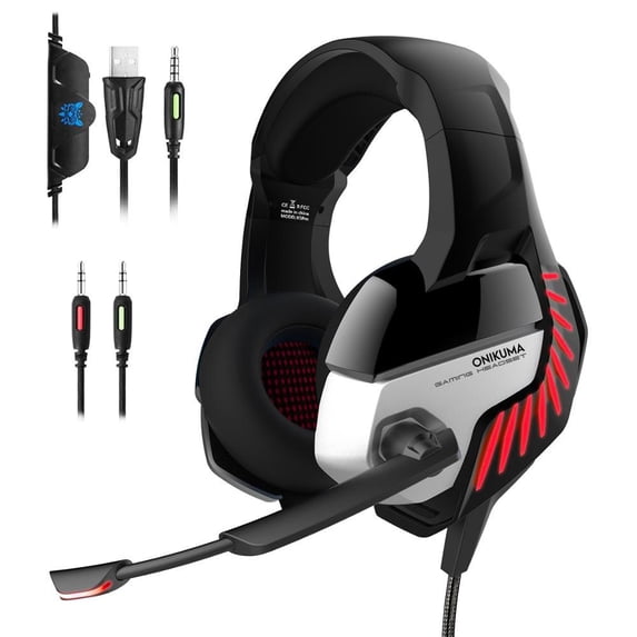 ONIKUMA K5 PRO Gaming Headset with Microphone PC Gamer 3.5mm Stereo Headphones Noise Cancelling Over Ear Ear Cups for Gamepad New Laptop Computer