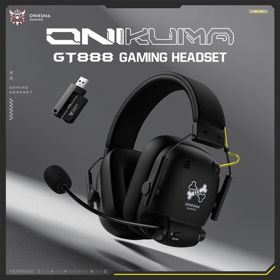 ONIKUMA Triple Mode Gaming Headset with 2.4GHz/Bluetooth/Wired + Line-in Adapter, Retractable 360 Omnidirectional Mic, 1000mAh Battery, Ultra-Low Latency, 3D Stereo Sound for PC PS5 PS4 Switch Mac