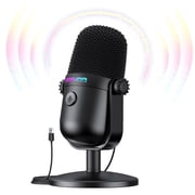ONIKUMA USB Gaming Microphone for PC/PS5, Condenser Streaming Mic with Noise Cancellation, Mute Button & RGB Light for Podcast, Twitch, Discord & YouTube