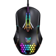 ONIKUMA Wired Gaming Mouse, High Precision Sensor, RGB Backlit, Adjustable DPI, 7 Programmable Buttons, Ergonomic, for PC Office Windows Mac Linux Chrome, Black