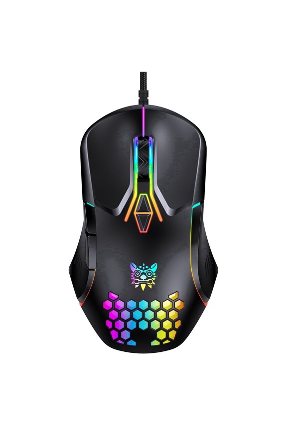 Wired Gaming Mouse, High Precision Sensor, RGB Backlit, Adjustable DPI, 7 Programmable Buttons, Ergonomic, for PC Office Windows Mac Linux Chrome, Black