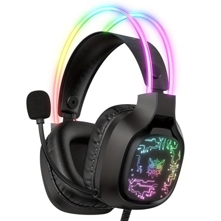 ONIKUMA X22 Gaming Headset RGB Dynamic Lighting Wired Over-Ear Headphones With Noise-Canceling Mic For PC PS4 Xbox PS5