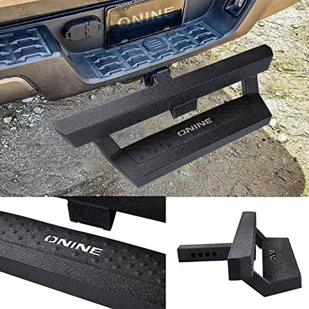 ONINE Texture Black Hitch Step with Hitch Lock and Stabilizer Fit 2 Receiver, Rear Bumper Guard, Hitch Armor