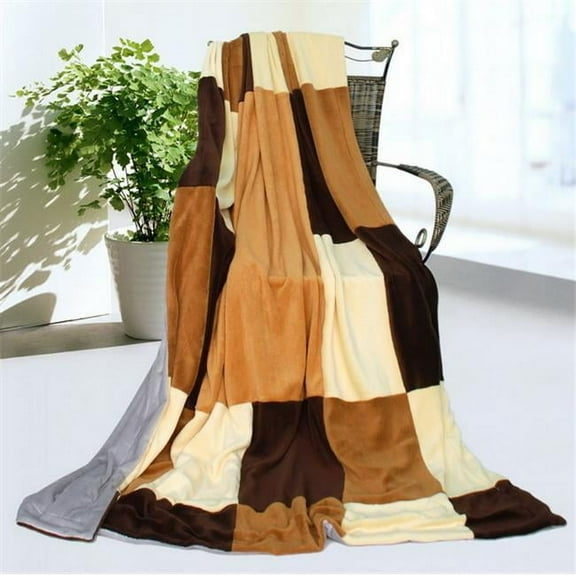 ONITIVA-BLK-038 Onitiva - Modern Stylish Soft Coral Fleece Patchwork Throw Blanket