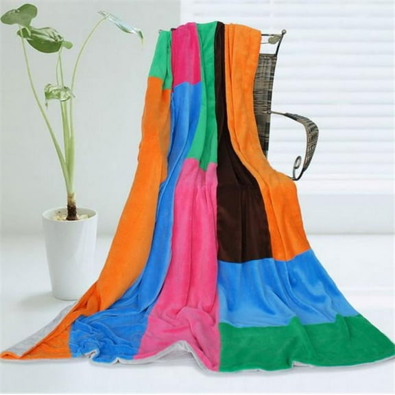 ONITIVA-BLK-062 Onitiva - Colorful Patchwork Soft Coral Fleece Patchwork Throw Blanket