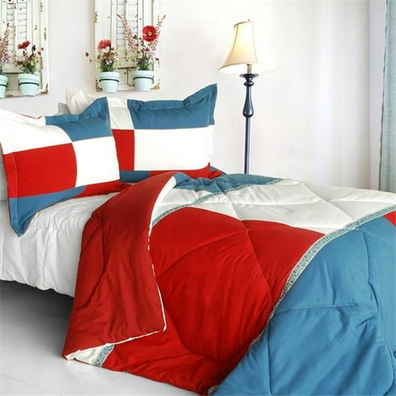 ONITIVA-CFT01027-4BRK-MPTP Fate Sky - Quilted Patchwork Down Alternative Comforter Set  King Size - Red