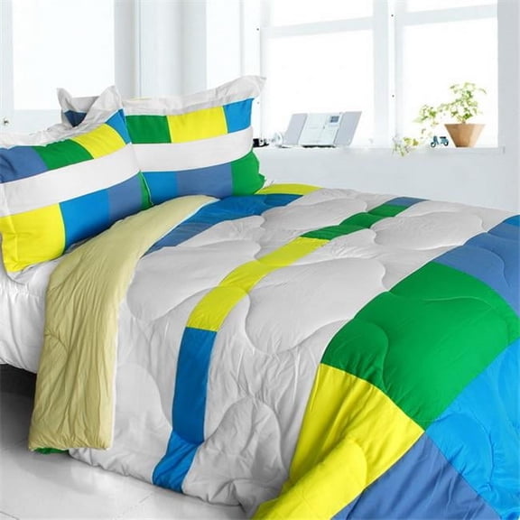 ONITIVA-CFT01072-1BRK-MPTP Laura Dreamland - Quilted Patchwork Down Alternative Comforter Set  Twin Size - Green