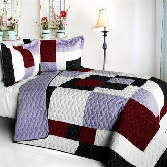 ONITIVA-QTS01350-23 Grape Princess - Vermicelli-Quilted Patchwork Quilt Set Full & Queen Size - Purple