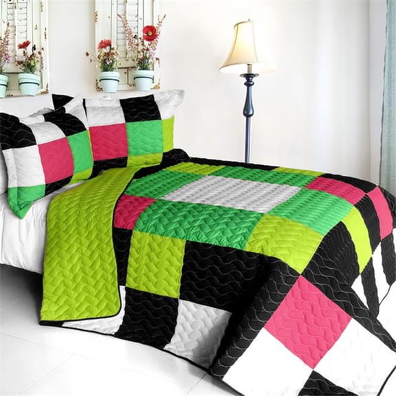 ONITIVA-QTS01442-23 Jolly Island - 3 Pieces Vermicelli - Quilted Patchwork Quilt Set Full & Queen Size - Multicolor