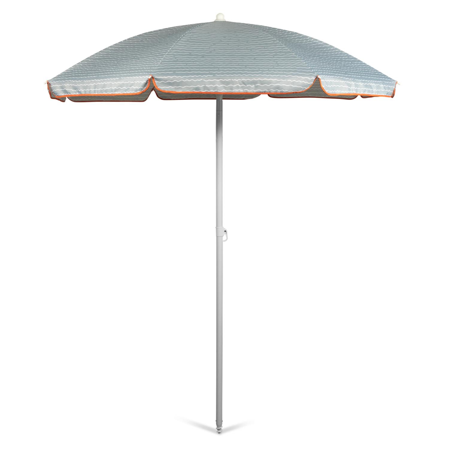 Wave Break Gray 5.5' Polyester Beach Umbrella with Steel Pole