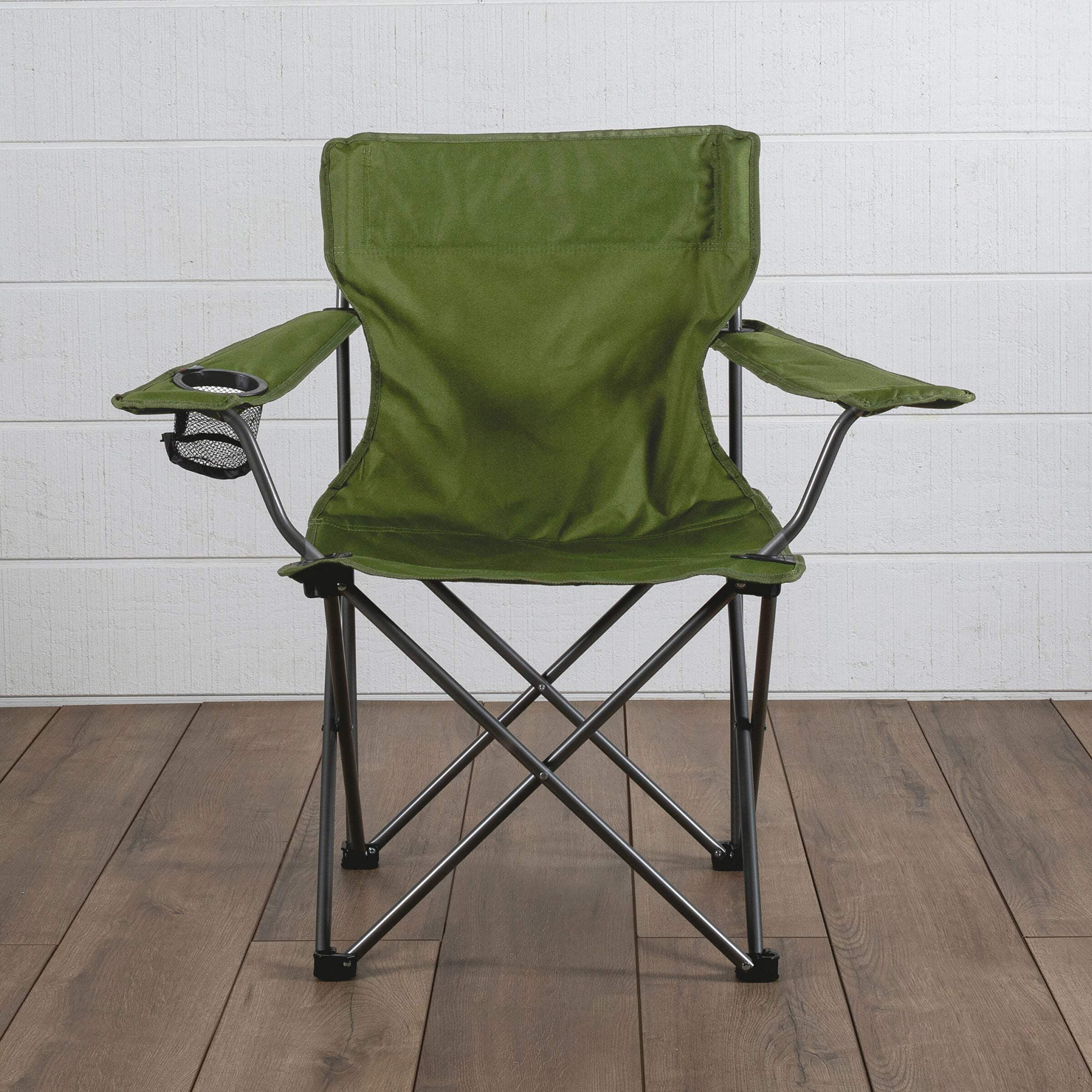 Green Collapsible Outdoor Camping Chair with Mesh Cup Holder