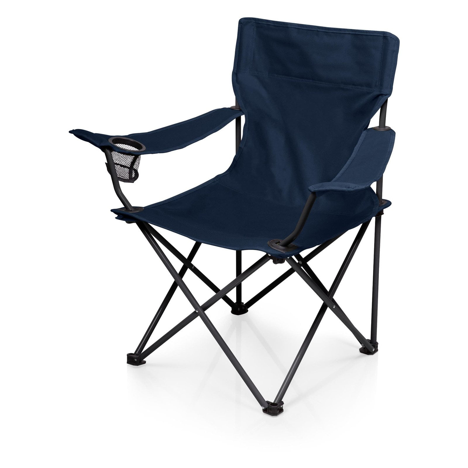 Navy Blue Collapsible Camping Chair with Mesh Cup Holder