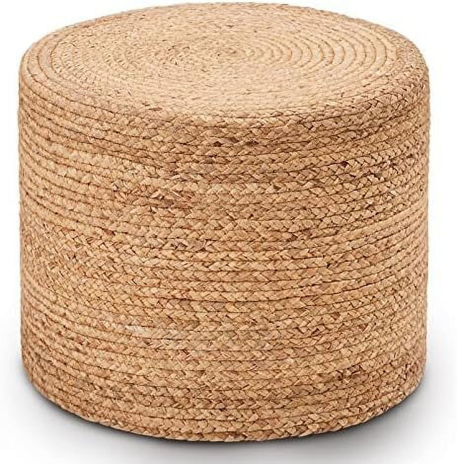 ONKER 18'' Pouf Ottoman, Natural Braided Poof, Round Poufs, Rustic