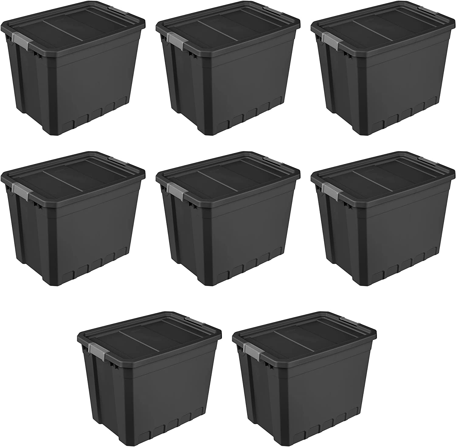 ONKER 27 Gallon Plastic Stacker Tote, Heavy Duty Lidded Storage Bin