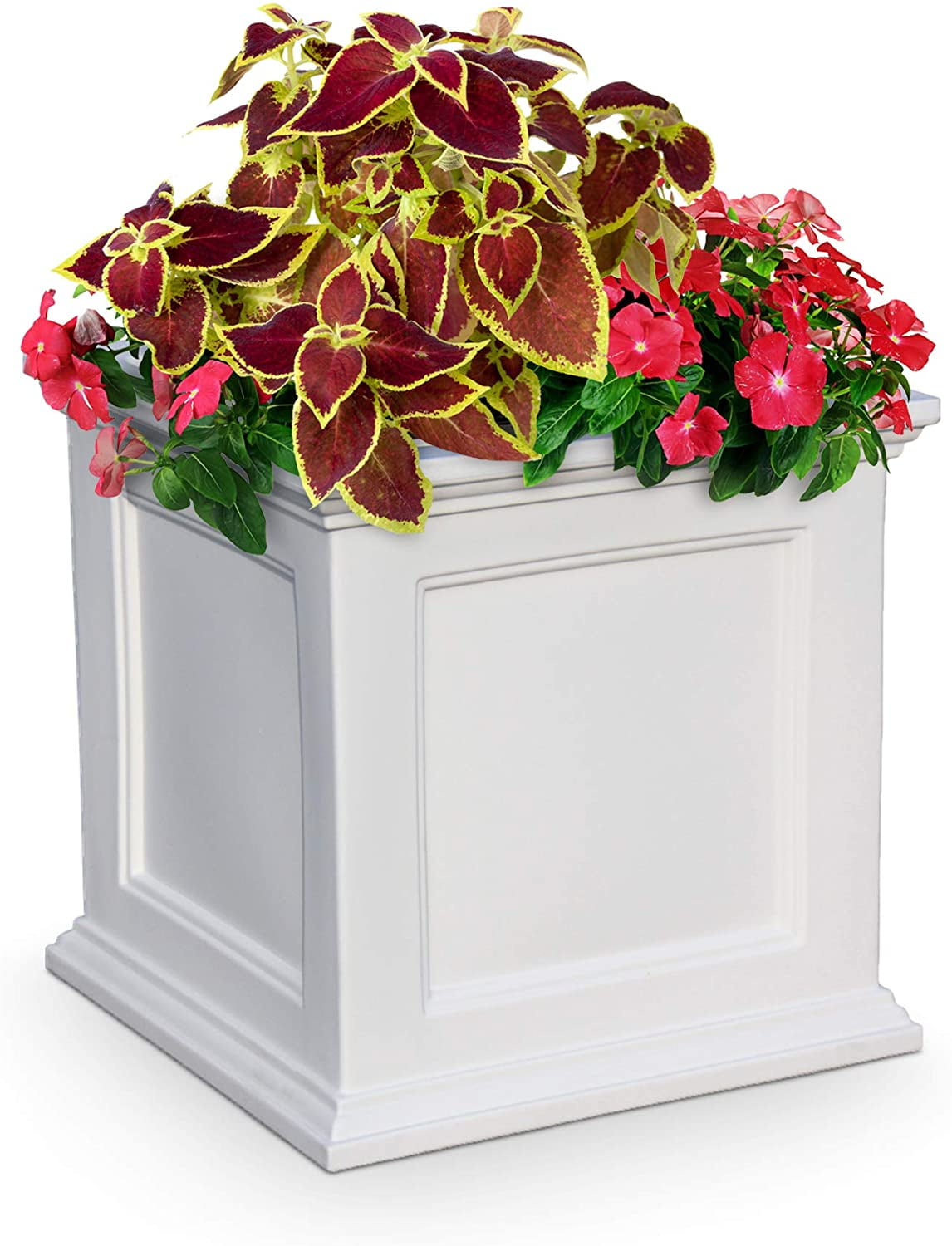 Fairfield Square White Self-Watering Polyethylene Planter 22"