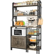 ONKER 6-Tier Bakers Racks for Kitchens with Storage, Microwave Stand with Storage Cabinet, Farmhouse Coffee Bar with Large Capacity and Side Hooks, Kitchen Storage Shelves