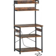 ONKER Bakers Rack with Power Outlet, Coffee Bar with Storage 5-Tiers, Microwave Stand Kitchen Rack 16.5 * 23.6 * 59 inches, Kitchen Shelf, Rustic Brown