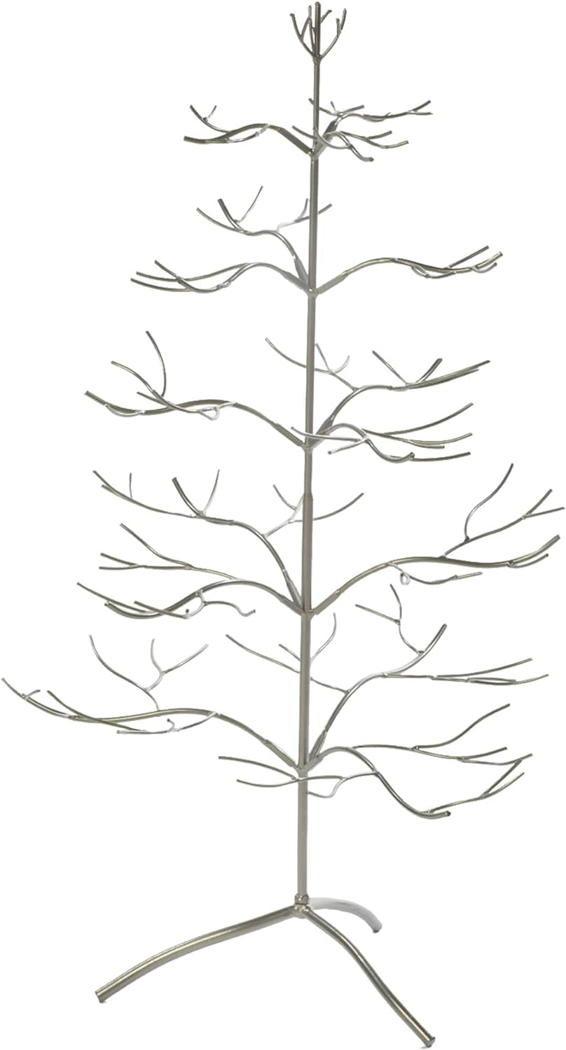 ONKER Christmas Tree Ornament & Jewelry Display, Silver Finish (3 Foot