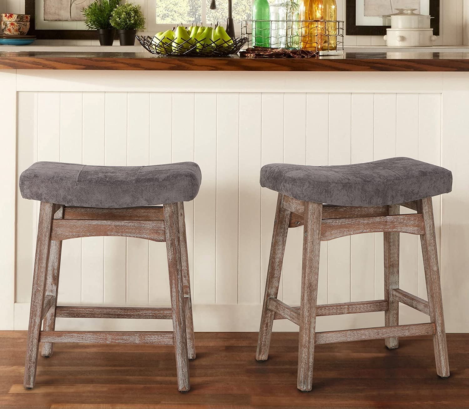ONKER Counter Height Bar Stools Set of 2 for Kitchen Counter Solid Wood