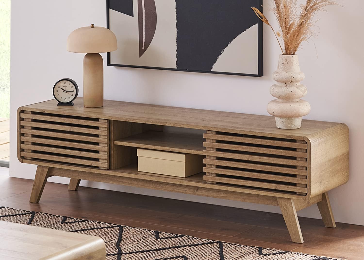 ONKER Ensley 59” Oak TV Stand, Mid Century Modern TV Stand for 55/60/65 ...